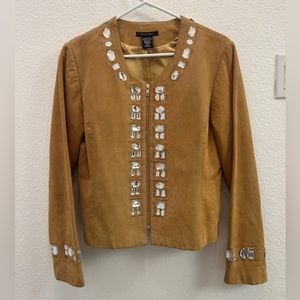 Boston Proper, women’s, size 16, genuine leather jacket. Rhinestone trim.